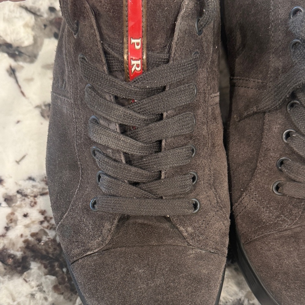 Prada Men's Black/Gray Suede Sneakers - Picture 4 of 8